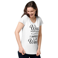 Load image into Gallery viewer, Wine improves with age, I improve with wine, Women’s round neck tee
