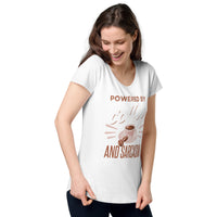 Load image into Gallery viewer, Powered by Coffee and Sarcasm, Women’s round neck tee
