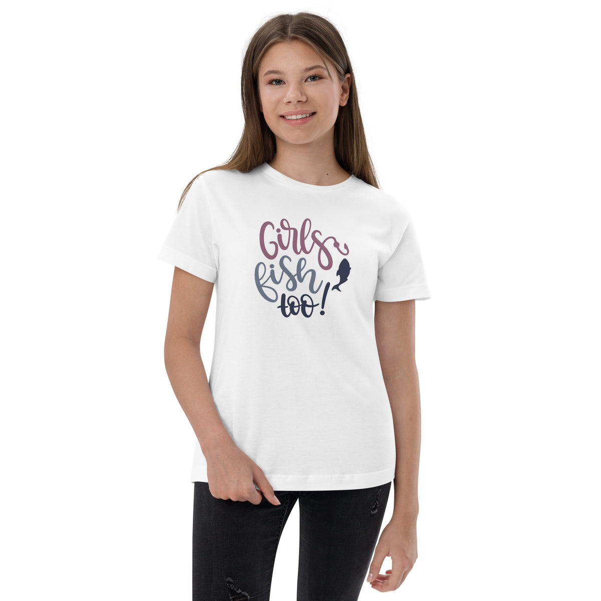 Girls fish too, Kid's T-Shirt